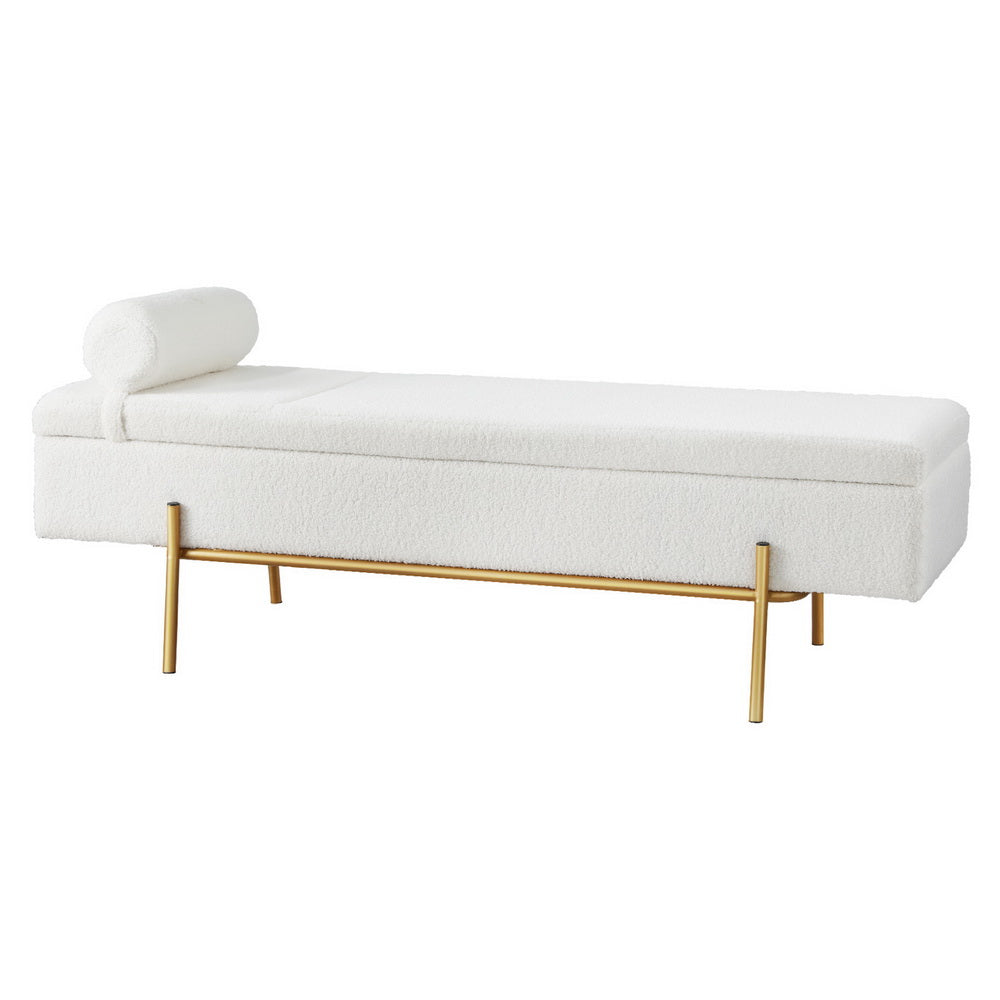 Artiss Storage Ottoman Bed 140cm Pillow Boucle Fabric Artiss
