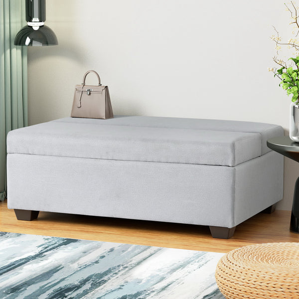 Artiss Ottoman Storage Sofa Bed 112cm Foldable Grey Artiss