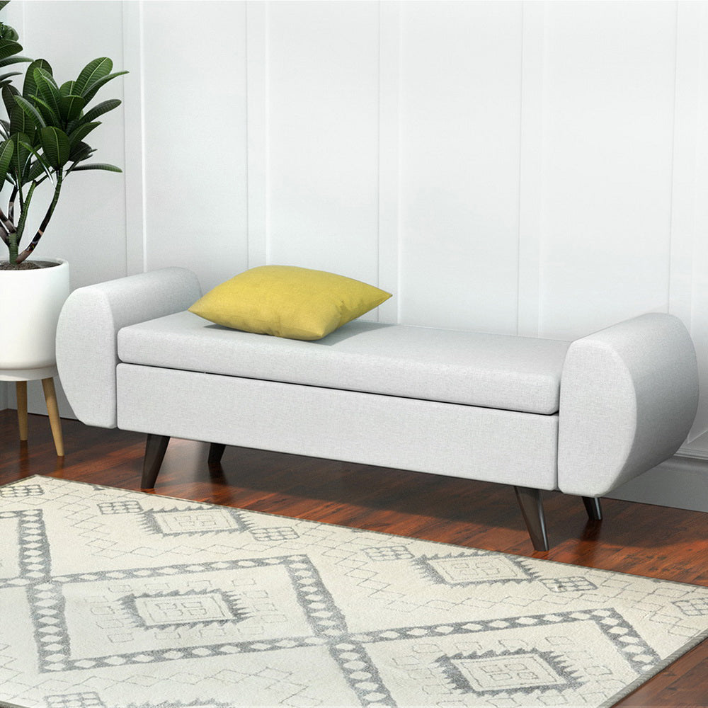 Artiss Storage Ottoman Blanket Box Armrest 140cm Grey Artiss