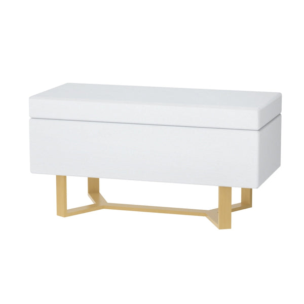 Artiss Storage Ottoman Blanket Box Criss-cross Linen White Artiss