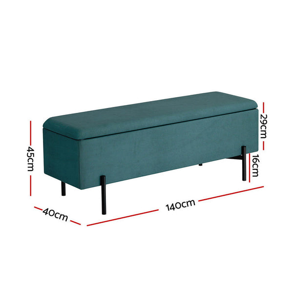 Artiss Storage Ottoman Blanket Box 140cm Velvet Green Artiss
