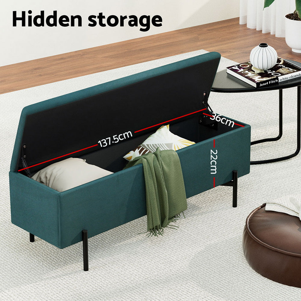 Artiss Storage Ottoman Blanket Box 140cm Velvet Green Artiss
