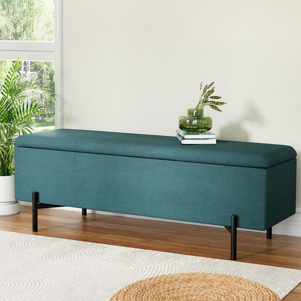 Artiss Storage Ottoman Blanket Box 140cm Velvet Green Artiss