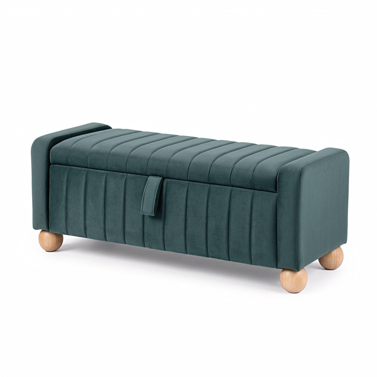 Artiss Storage Ottoman Bench Velvet Blanket Box Stool Footrest Ball Feet Green Awezingly