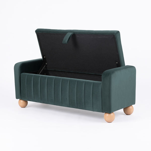 Artiss Storage Ottoman Bench Velvet Blanket Box Stool Footrest Ball Feet Green Awezingly