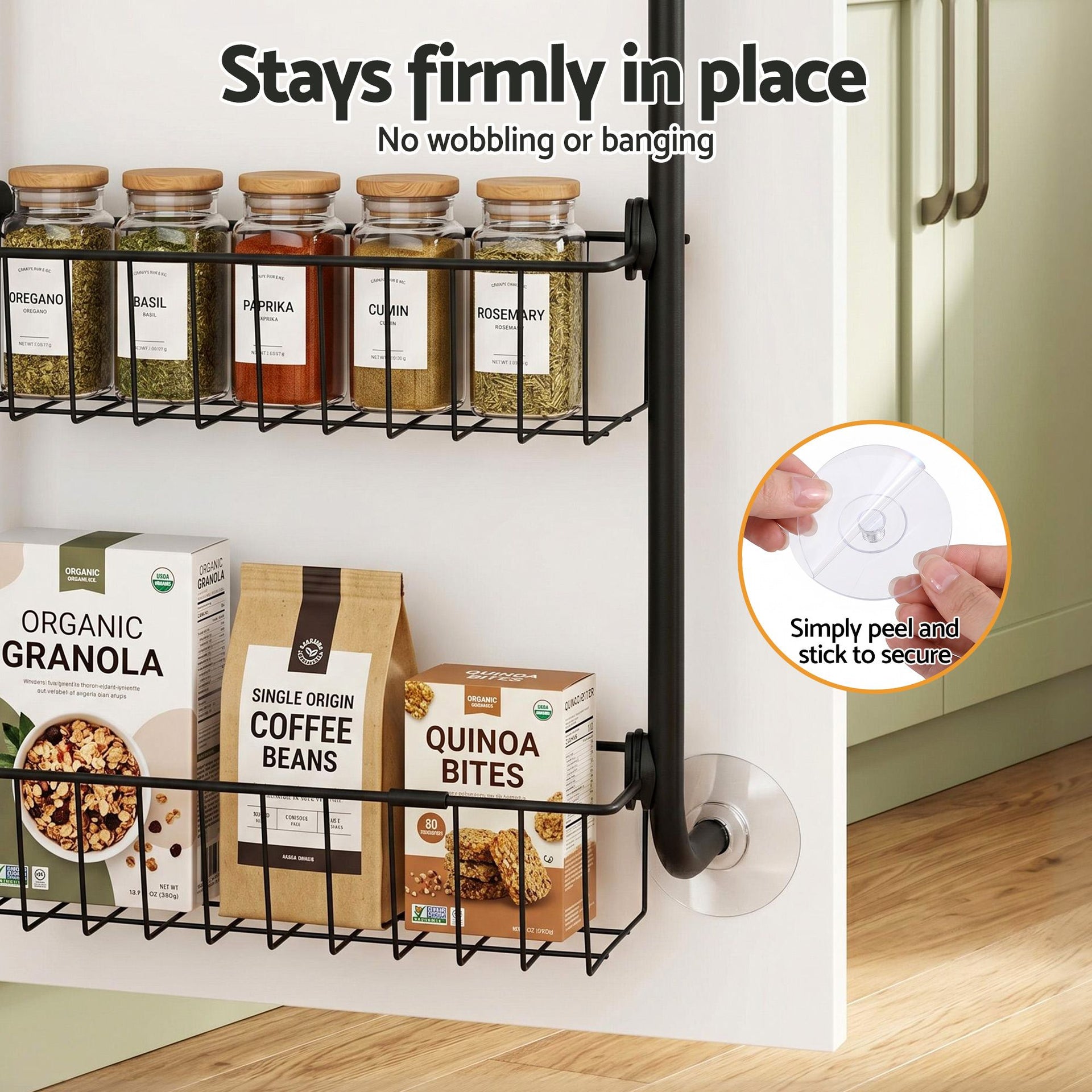 Artiss Over Door Storage Hanger Pantry 6-Tier Metal Hook Hanging Organiser Black Awezingly