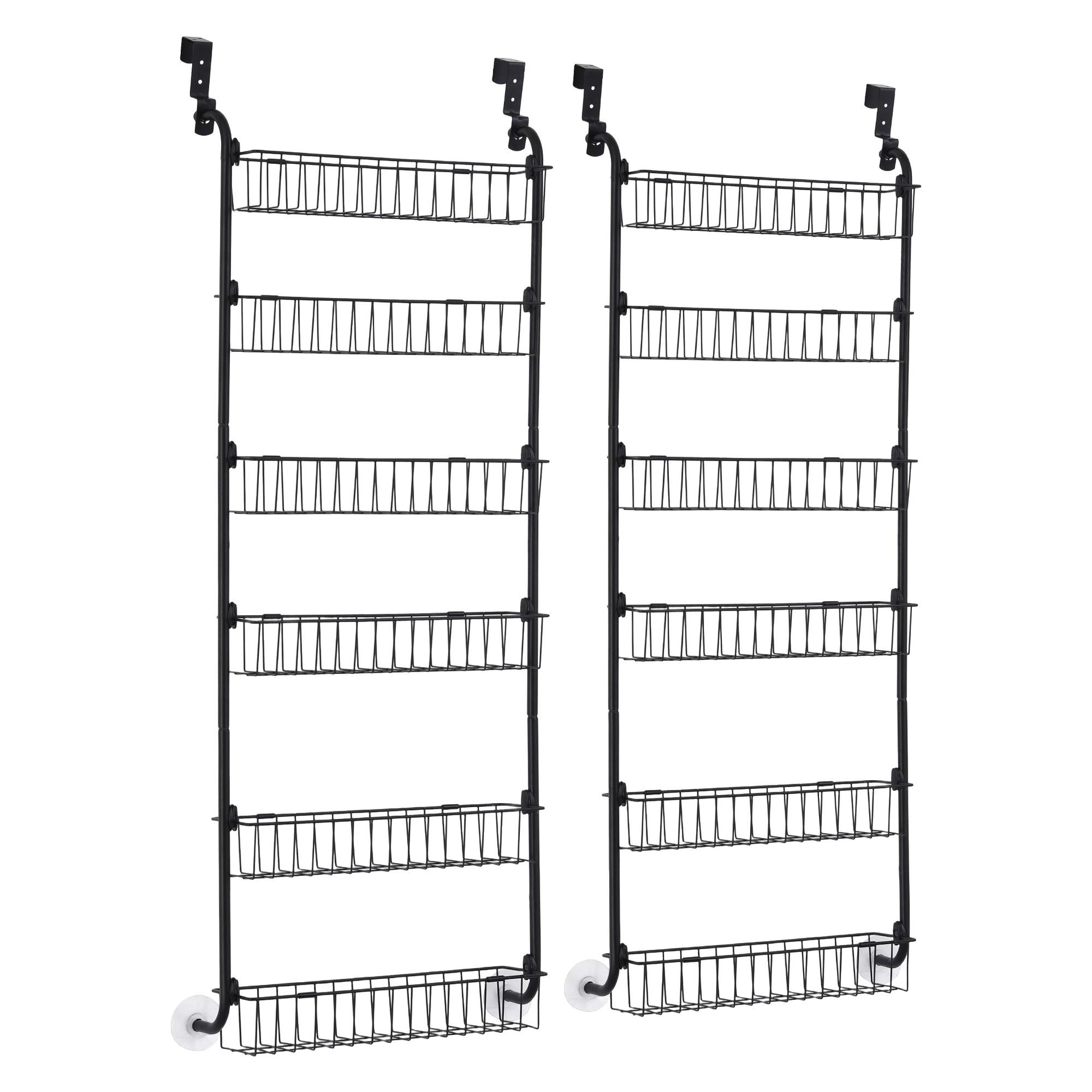 Artiss 2x Over Door Storage Pantry Organiser 6-Tier Metal Hanger Hook Black Awezingly
