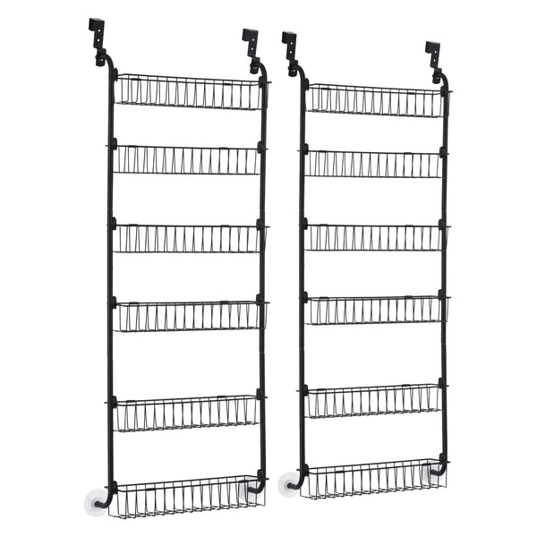 Artiss 2x Over Door Storage Pantry Organiser 6-Tier Metal Hanger Hook Black Awezingly