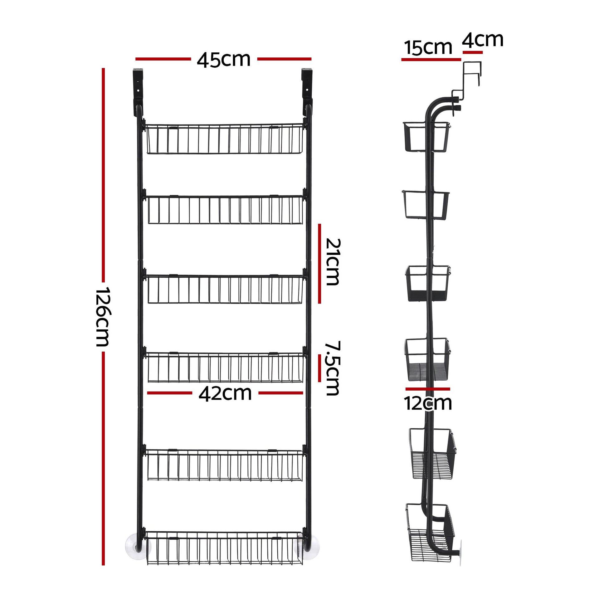 Artiss 2x Over Door Storage Pantry Organiser 6-Tier Metal Hanger Hook Black Awezingly