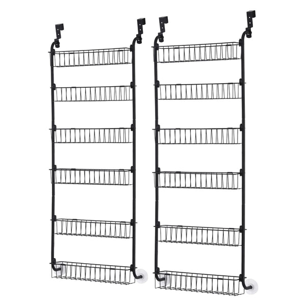 Artiss 2x Over Door Storage Pantry Organiser 6-Tier Metal Hanger Hook Black Awezingly