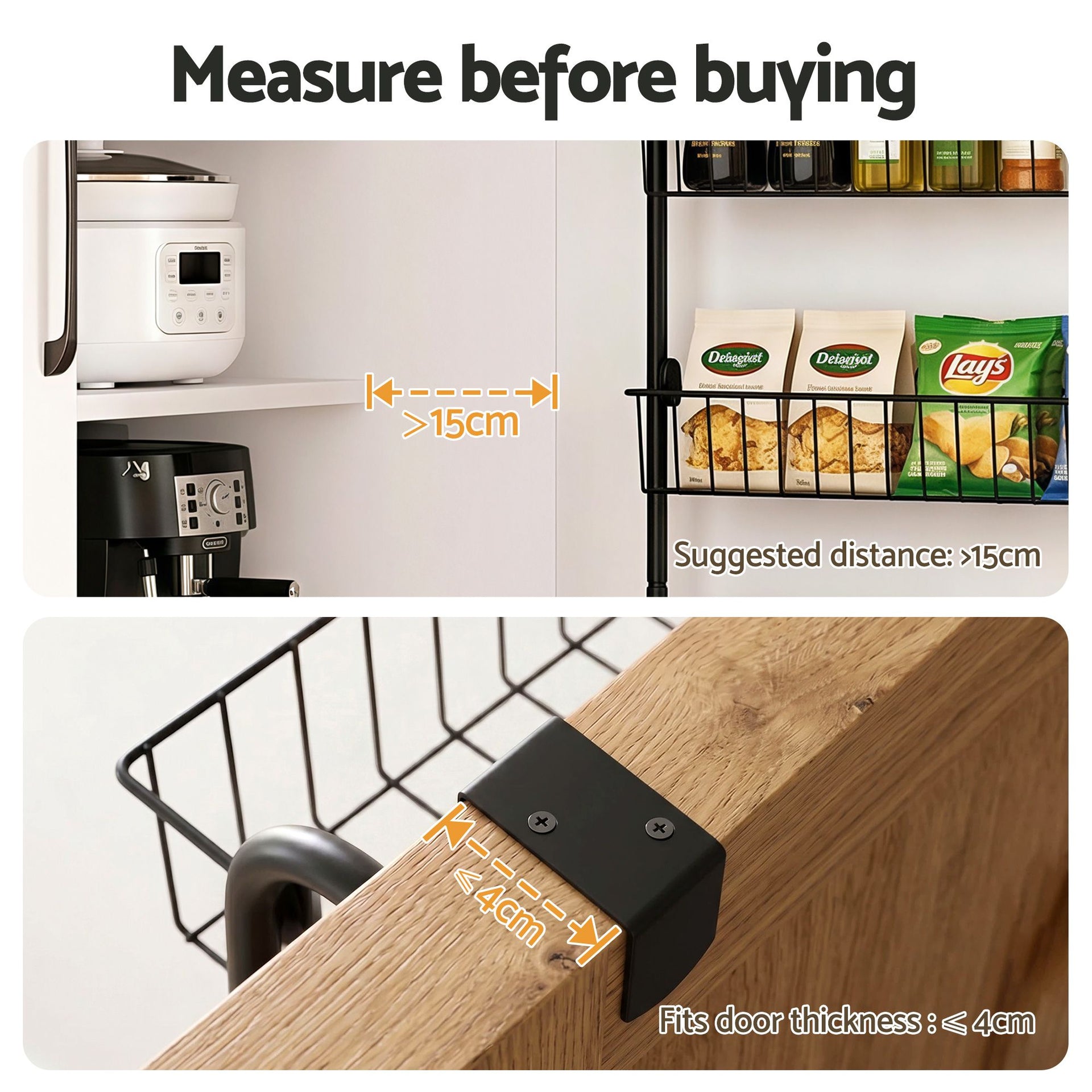 Artiss 2x Over Door Storage Pantry Organiser 6-Tier Metal Hanger Hook Black Awezingly