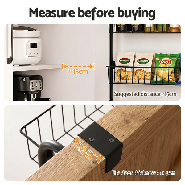 Artiss 2x Over Door Storage Pantry Organiser 6-Tier Metal Hanger Hook Black Awezingly
