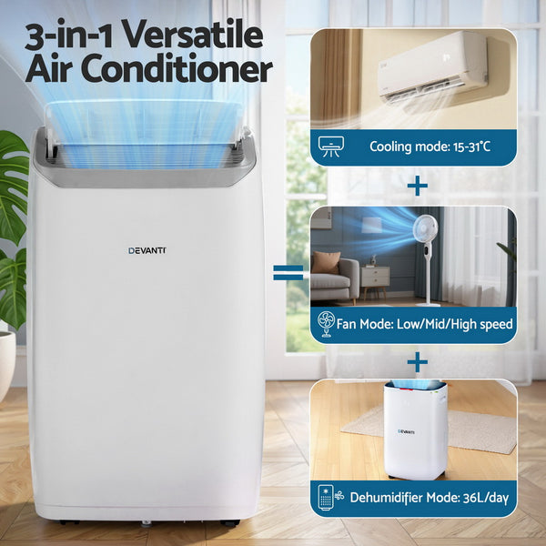 Devanti Portable Air Conditioner Dehumidifier Fan 14000BTU Awezingly