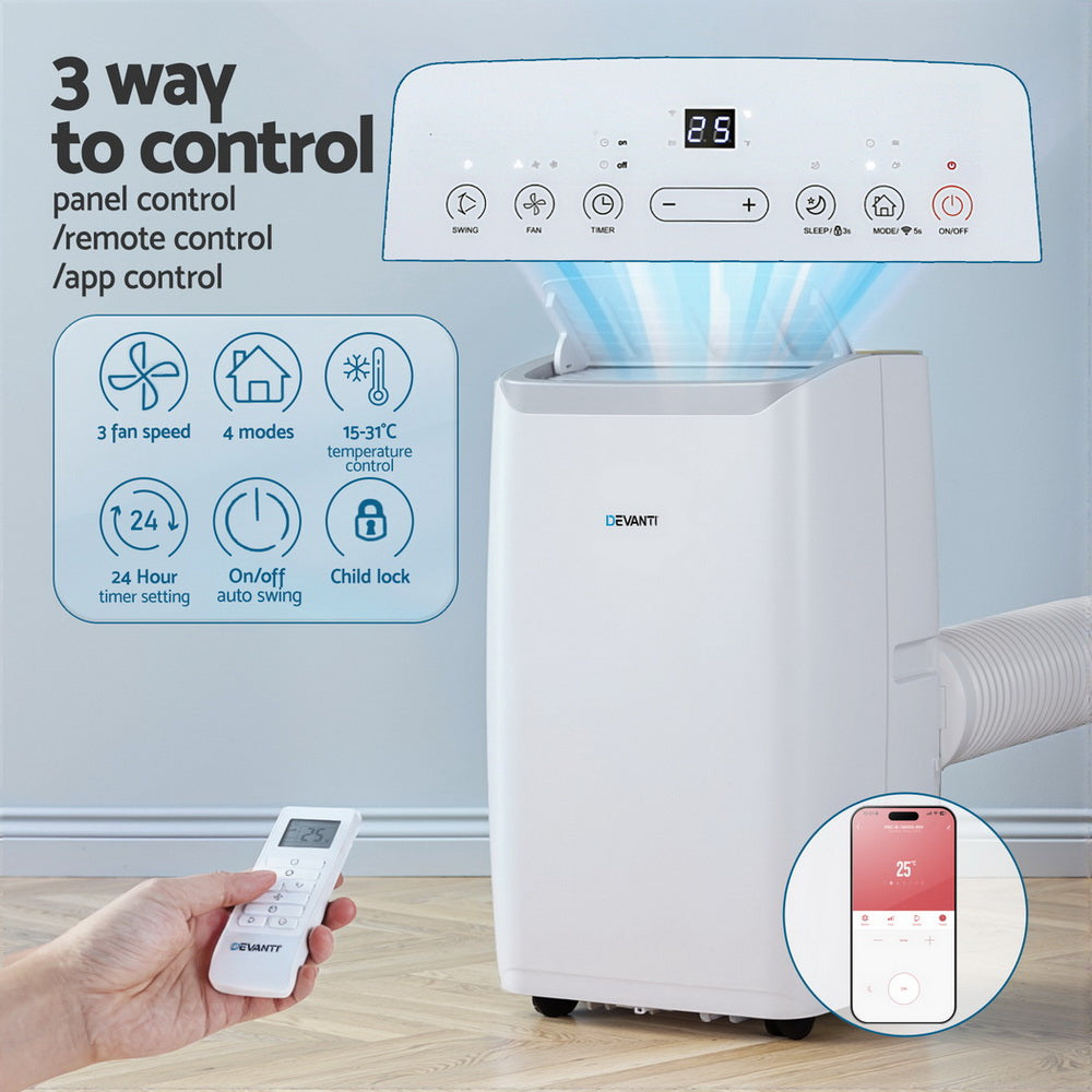 Devanti Portable Air Conditioner Dehumidifier Fan 14000BTU Awezingly