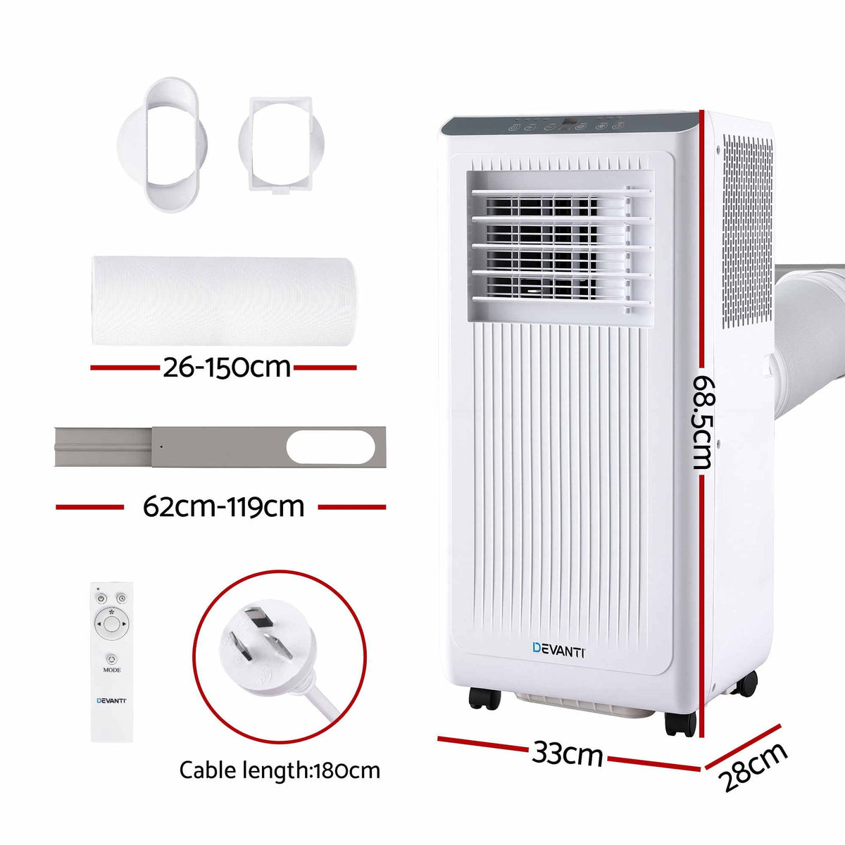 Devanti Portable Air Conditioner 5000 BTU 3-in-1 with Remote Control Awezingly