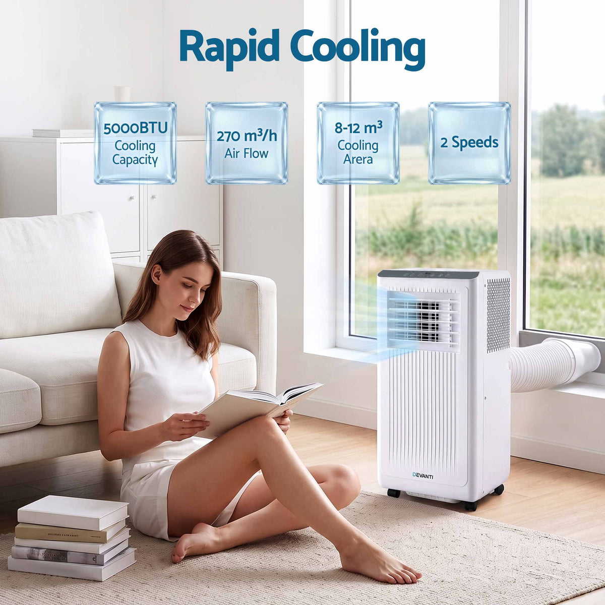 Devanti Portable Air Conditioner 5000 BTU 3-in-1 with Remote Control Awezingly