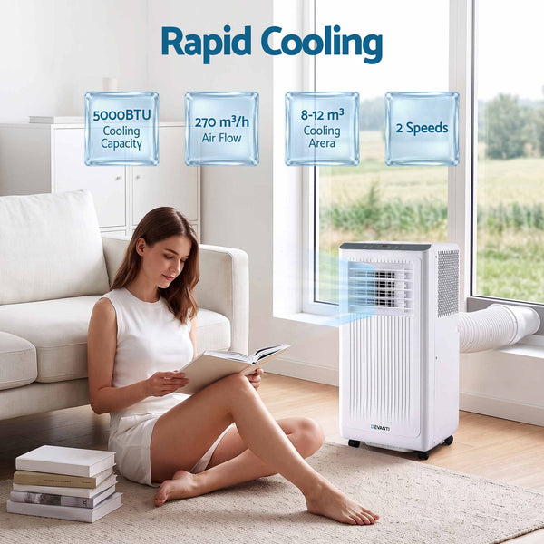 Devanti Portable Air Conditioner 5000 BTU 3-in-1 with Remote Control Awezingly