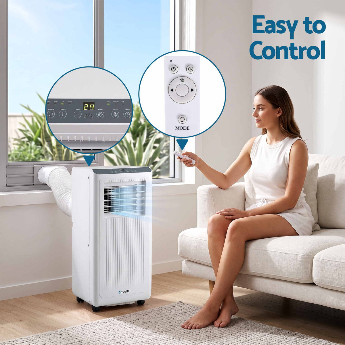 Devanti Portable Air Conditioner 5000 BTU 3-in-1 with Remote Control Awezingly