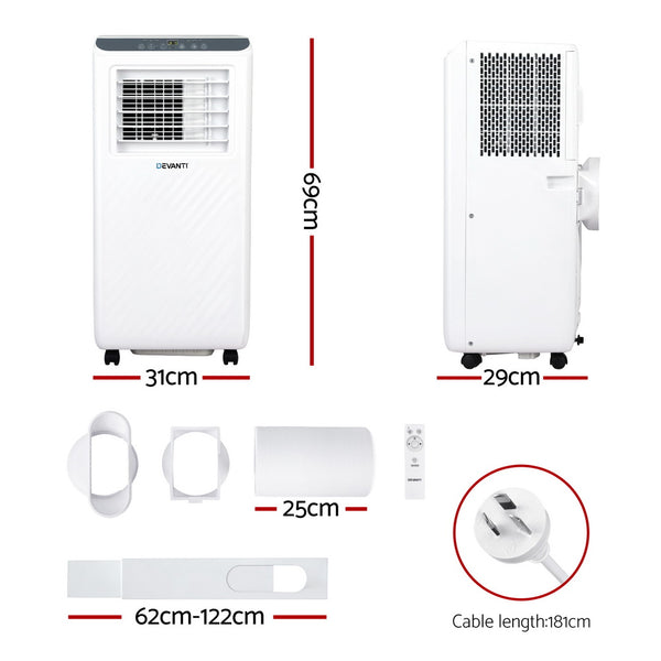 3-in-1 Devanti Portable Air Conditioner Dehumidifier Fan 7000BTU Awezingly