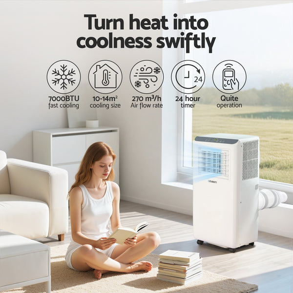 3-in-1 Devanti Portable Air Conditioner Dehumidifier Fan 7000BTU Awezingly