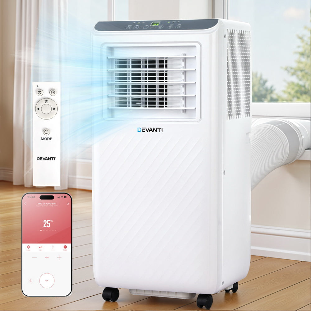 3-in-1 Devanti Portable Air Conditioner Dehumidifier Fan 7000BTU Awezingly