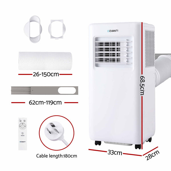 Devanti Portable Air Conditioner 9000 BTU 3-in-1 with Remote Control Awezingly