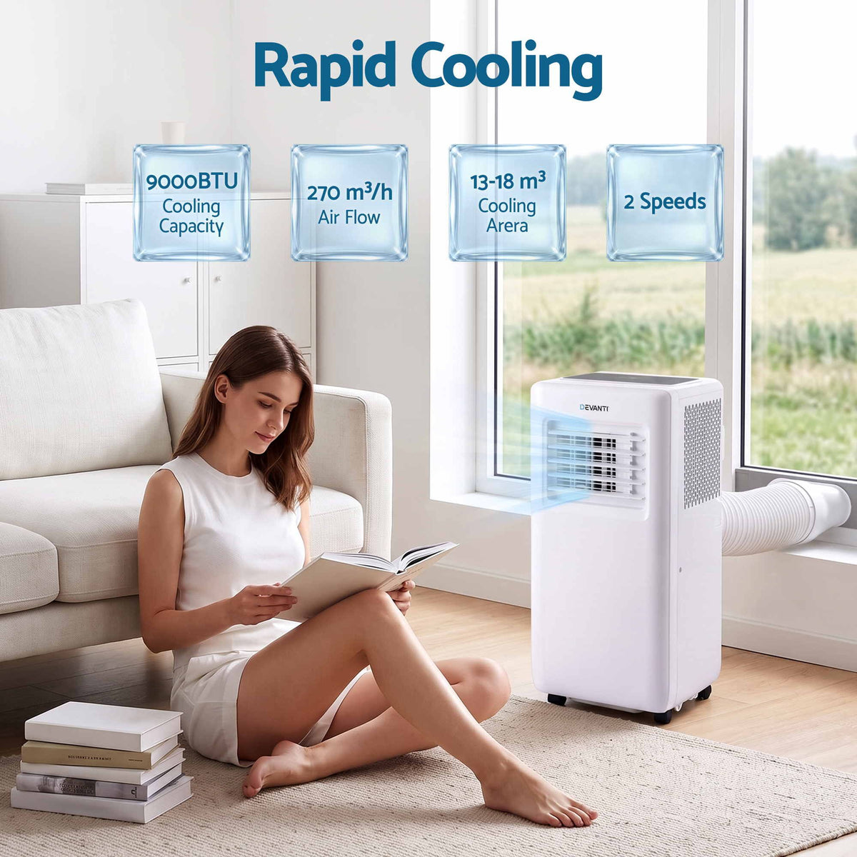 Devanti Portable Air Conditioner 9000 BTU 3-in-1 with Remote Control Awezingly