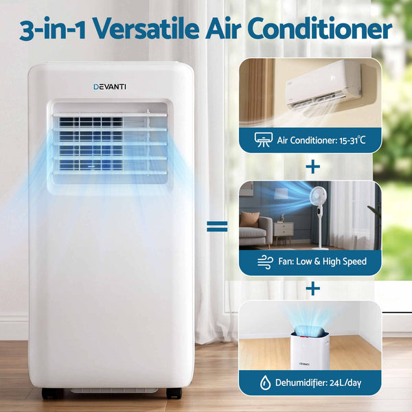 Devanti Portable Air Conditioner 9000 BTU 3-in-1 with Remote Control Awezingly