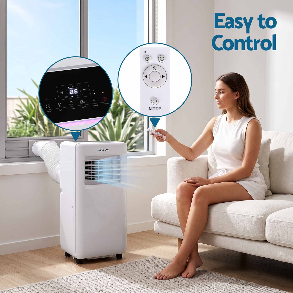 Devanti Portable Air Conditioner 9000 BTU 3-in-1 with Remote Control Awezingly