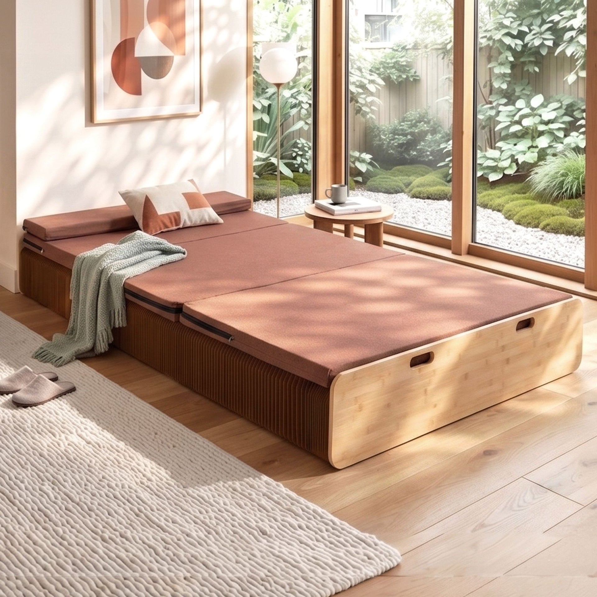 Artiss Folding Kraft Paper Bed Frame with Mattress and Pillow 300kg Capacity 200x120cm Awezingly