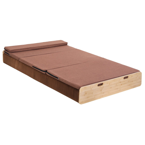 Artiss Folding Kraft Paper Bed Frame with Mattress and Pillow 300kg Capacity 200x120cm Awezingly