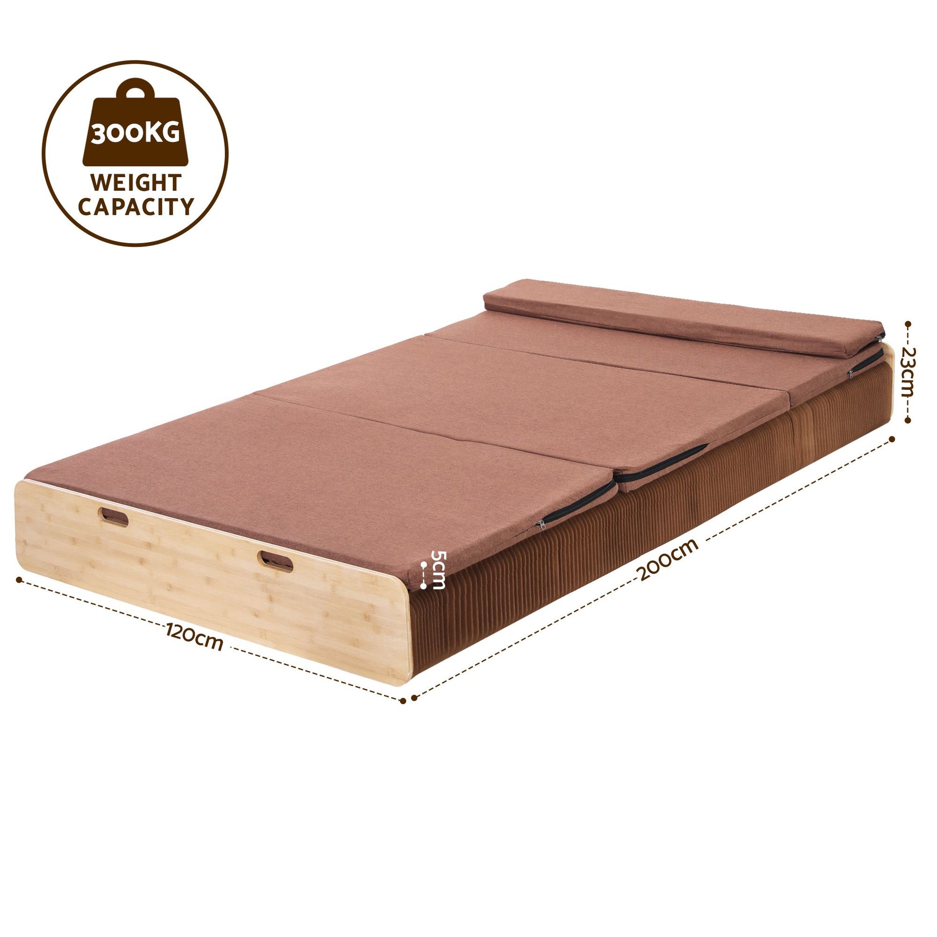 Artiss Folding Kraft Paper Bed Frame with Mattress and Pillow 300kg Capacity 200x120cm Awezingly