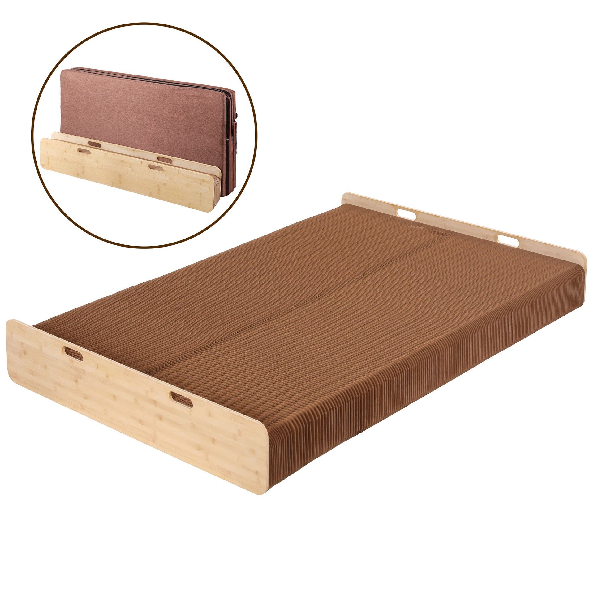 Artiss Folding Kraft Paper Bed Frame with Mattress and Pillow 300kg Capacity 200x120cm Awezingly