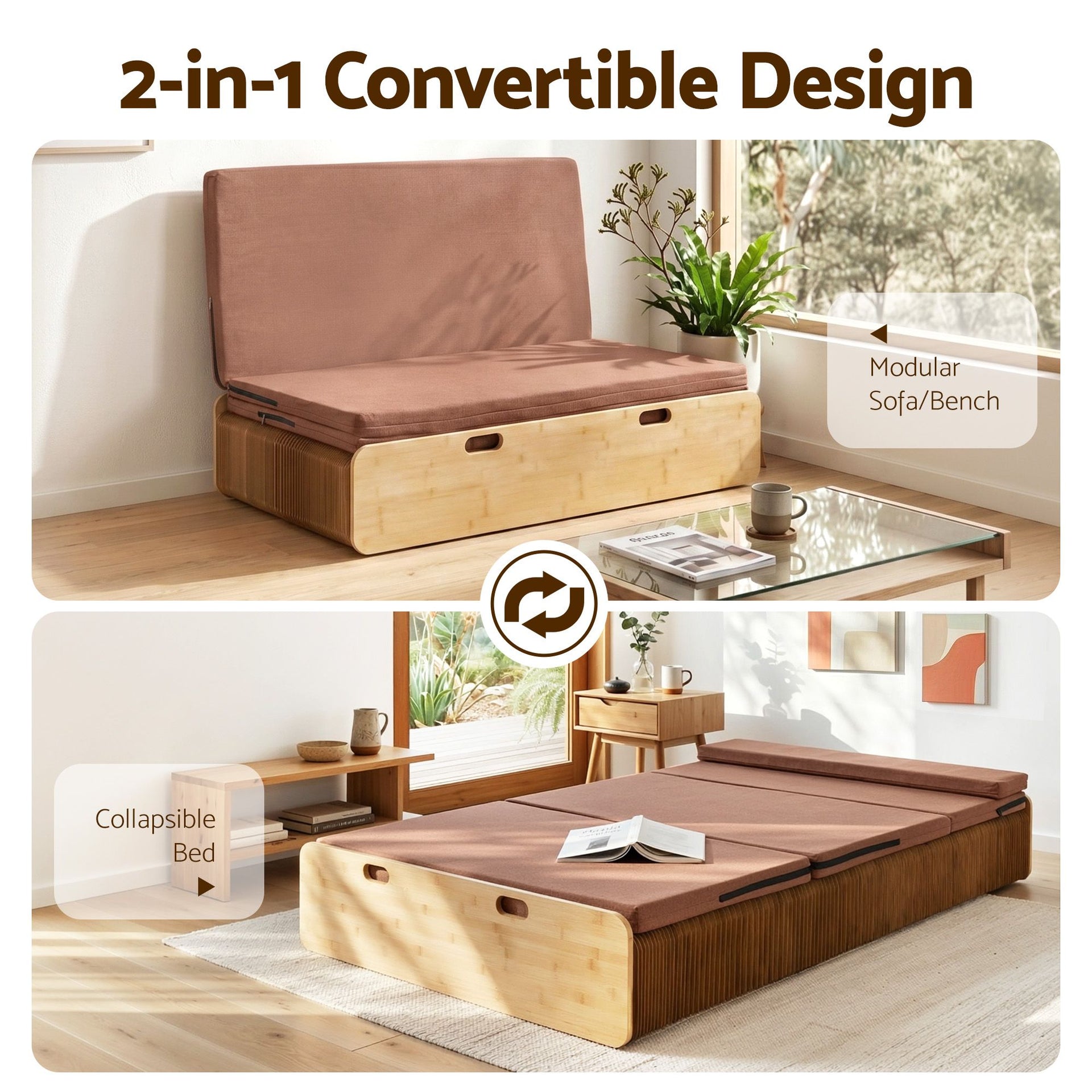 Artiss Folding Kraft Paper Bed Frame with Mattress and Pillow 300kg Capacity 200x120cm Awezingly