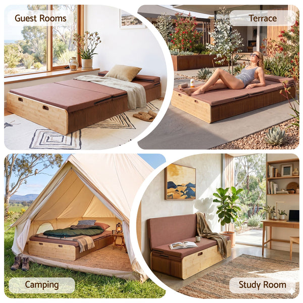 Artiss Folding Kraft Paper Bed Frame with Mattress and Pillow 300kg Capacity 200x120cm Awezingly