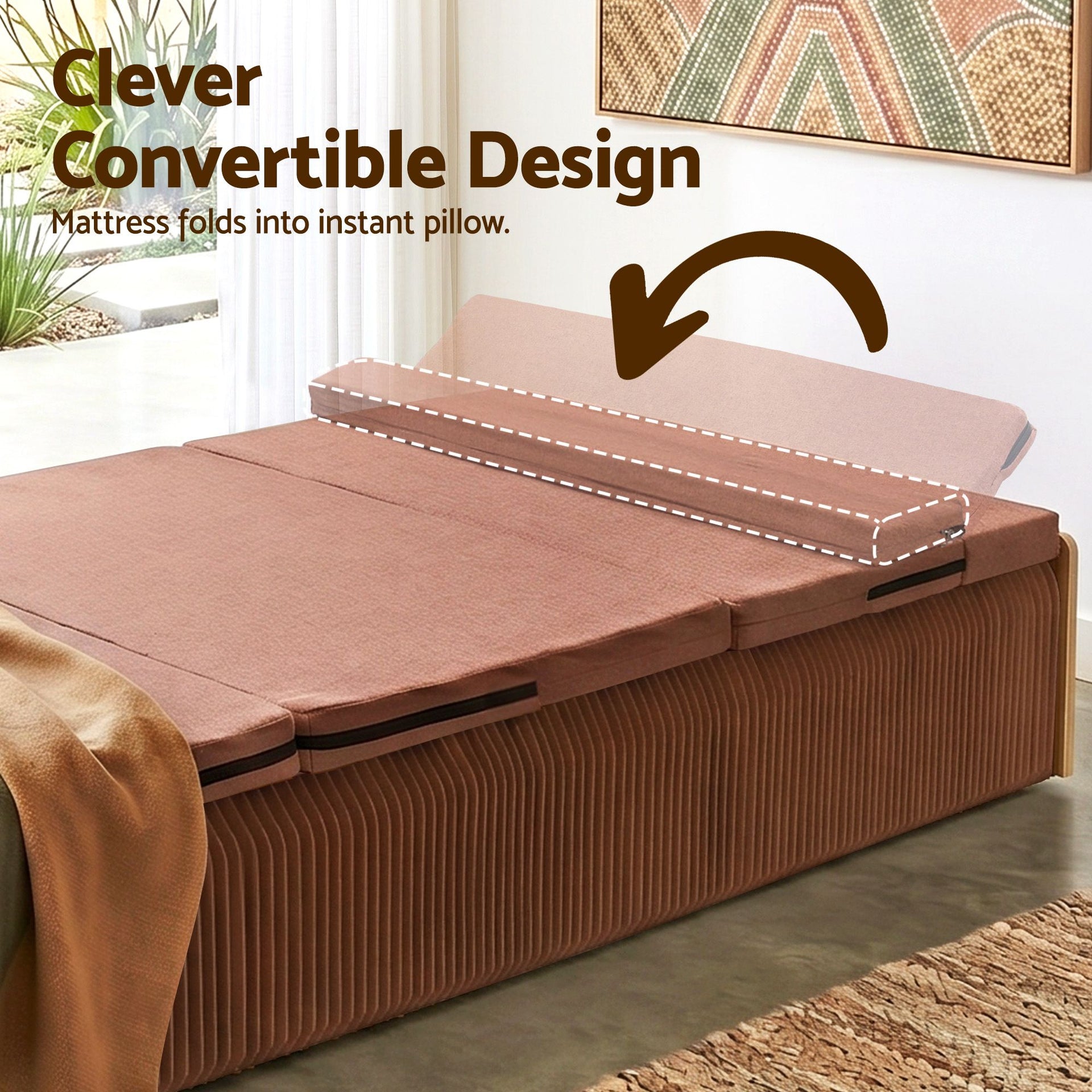 Artiss Folding Kraft Paper Bed Frame with Mattress and Pillow 300kg Capacity 200x120cm Awezingly