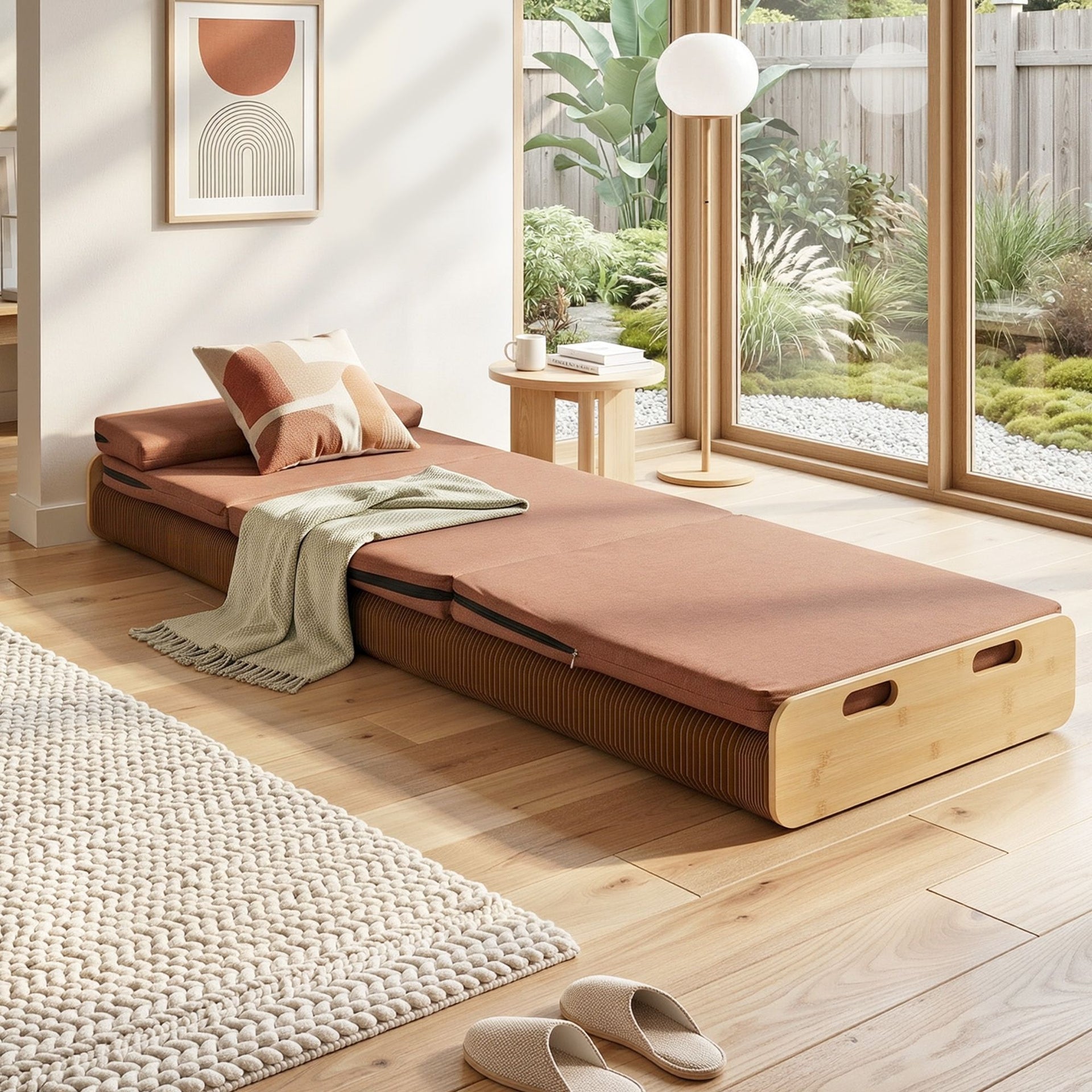 Artiss Folding Kraft Paper Bed Frame with Mattress and Pillow 300kg Capacity 200x60cm Awezingly