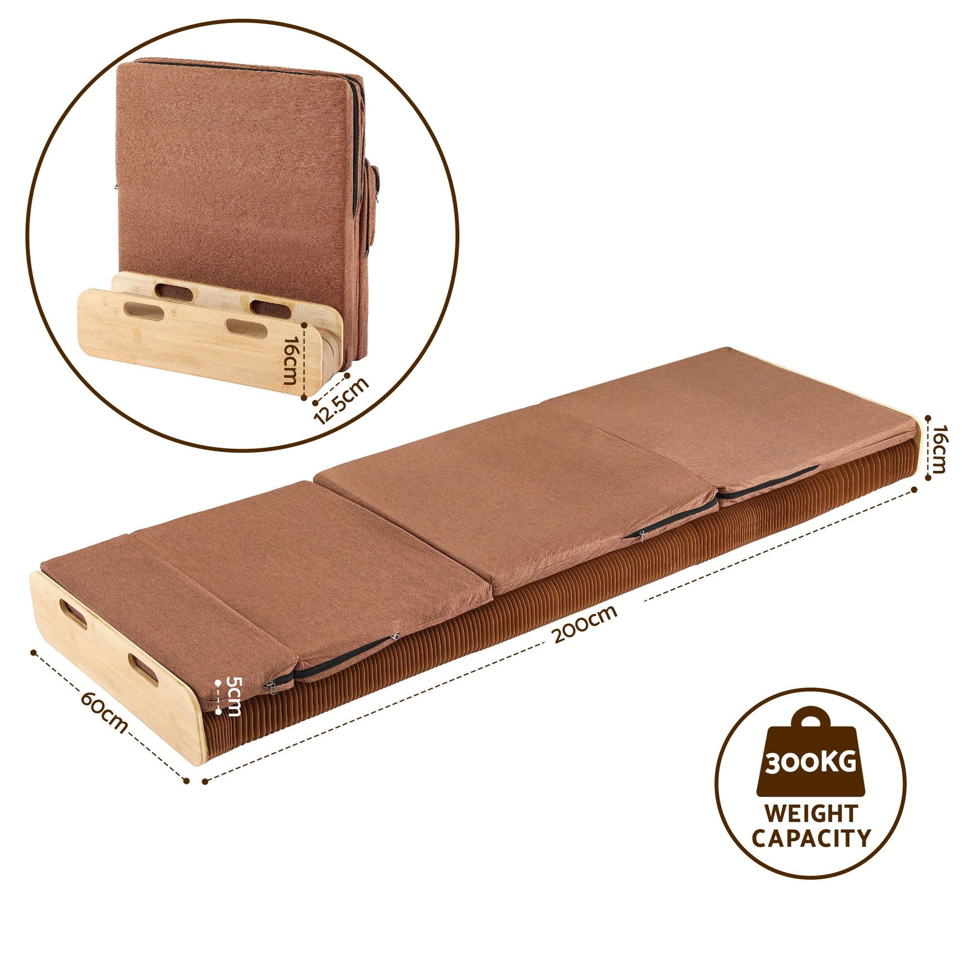 Artiss Folding Kraft Paper Bed Frame with Mattress and Pillow 300kg Capacity 200x60cm Awezingly