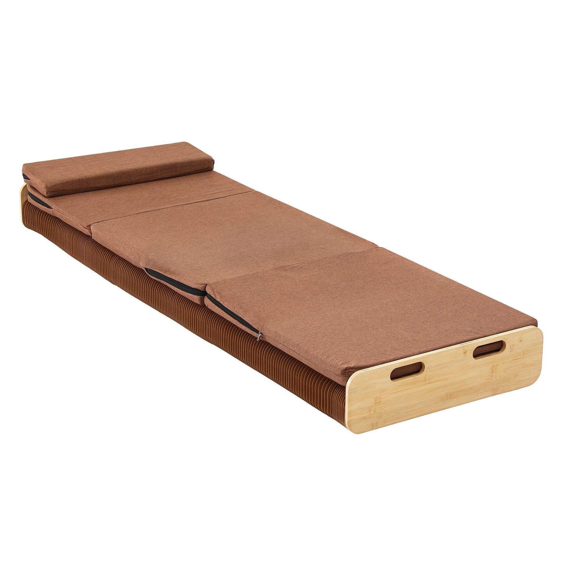Artiss Folding Kraft Paper Bed Frame with Mattress and Pillow 300kg Capacity 200x60cm Awezingly