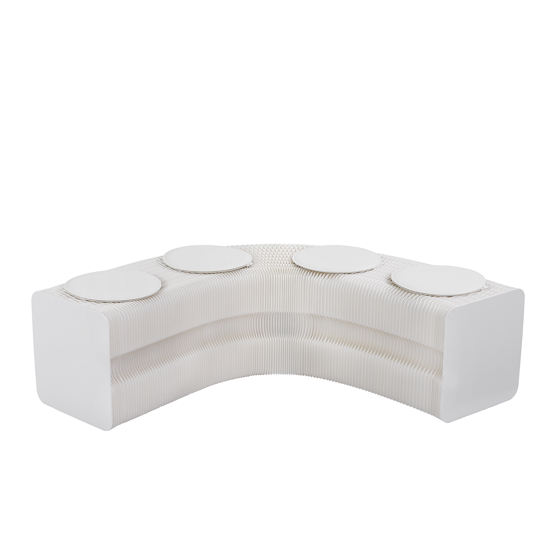 Artiss Folding Paper Bench With 4 PU Leather Seat Pads Expandable Accordion Stool For 4 Seats Awezingly