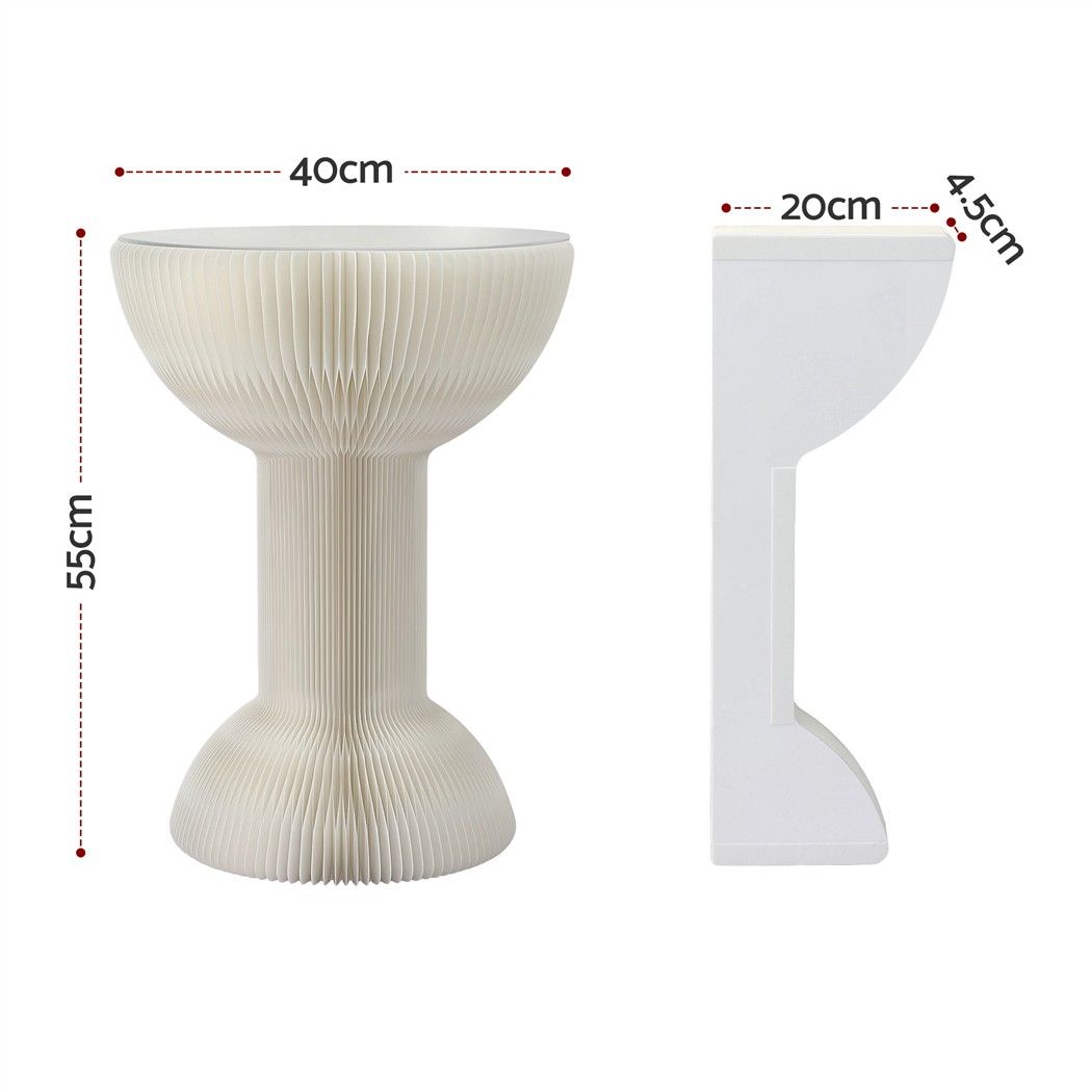 Artiss Paper End Table Honeycomb Coffee Table Foldable Round Bedside Side Table White 40x55cm Awezingly