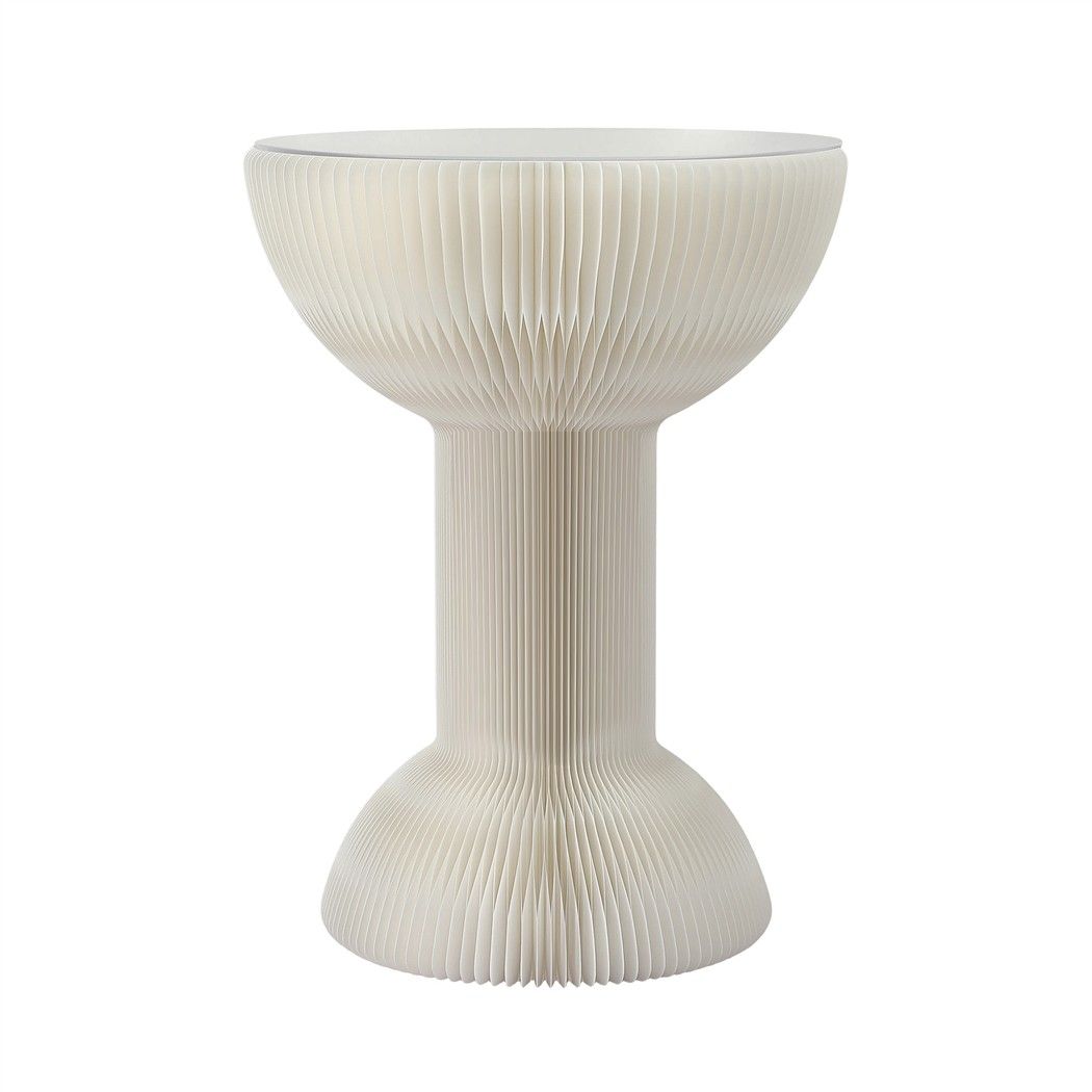 Artiss Paper End Table Honeycomb Coffee Table Foldable Round Bedside Side Table White 40x55cm Awezingly