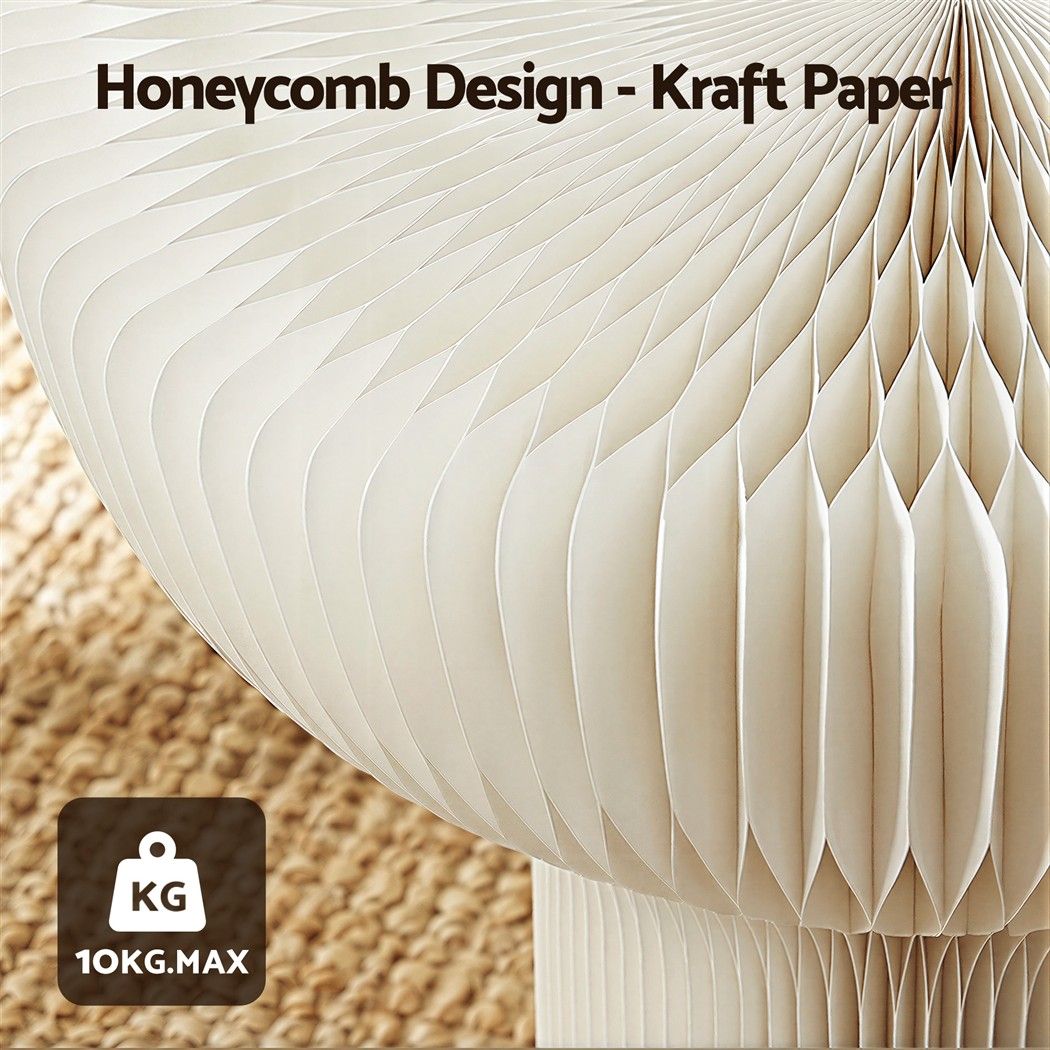 Artiss Paper End Table Honeycomb Coffee Table Foldable Round Bedside Side Table White 40x55cm Awezingly