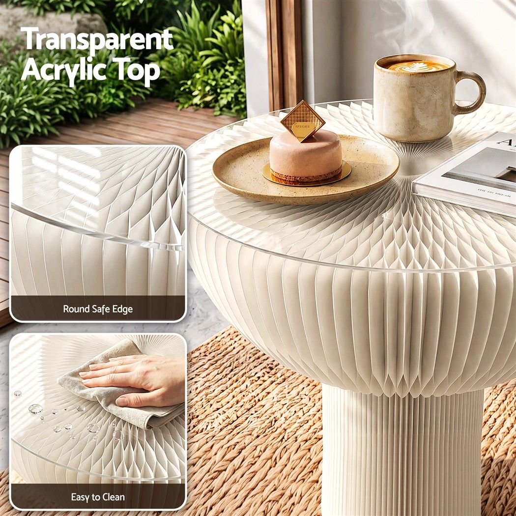 Artiss Paper End Table Honeycomb Coffee Table Foldable Round Bedside Side Table White 40x55cm Awezingly