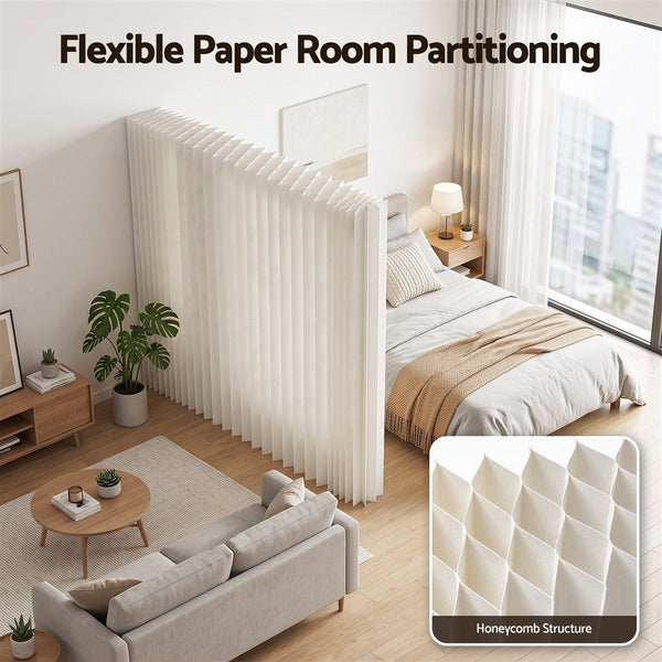 Artiss Paper Room Divider Folding Partition Screen Honeycomb Privacy Screen Freestanding 150cm White Awezingly