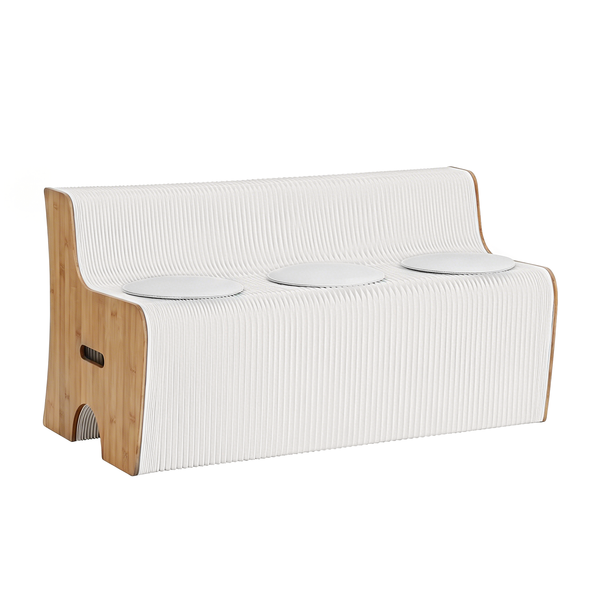Artiss Folding Kraft Paper Sofa 3 Seater Accordion Bench with PU Leather Cushion Collapsible Couch 300kg Capacity 150x59x63cm Awezingly