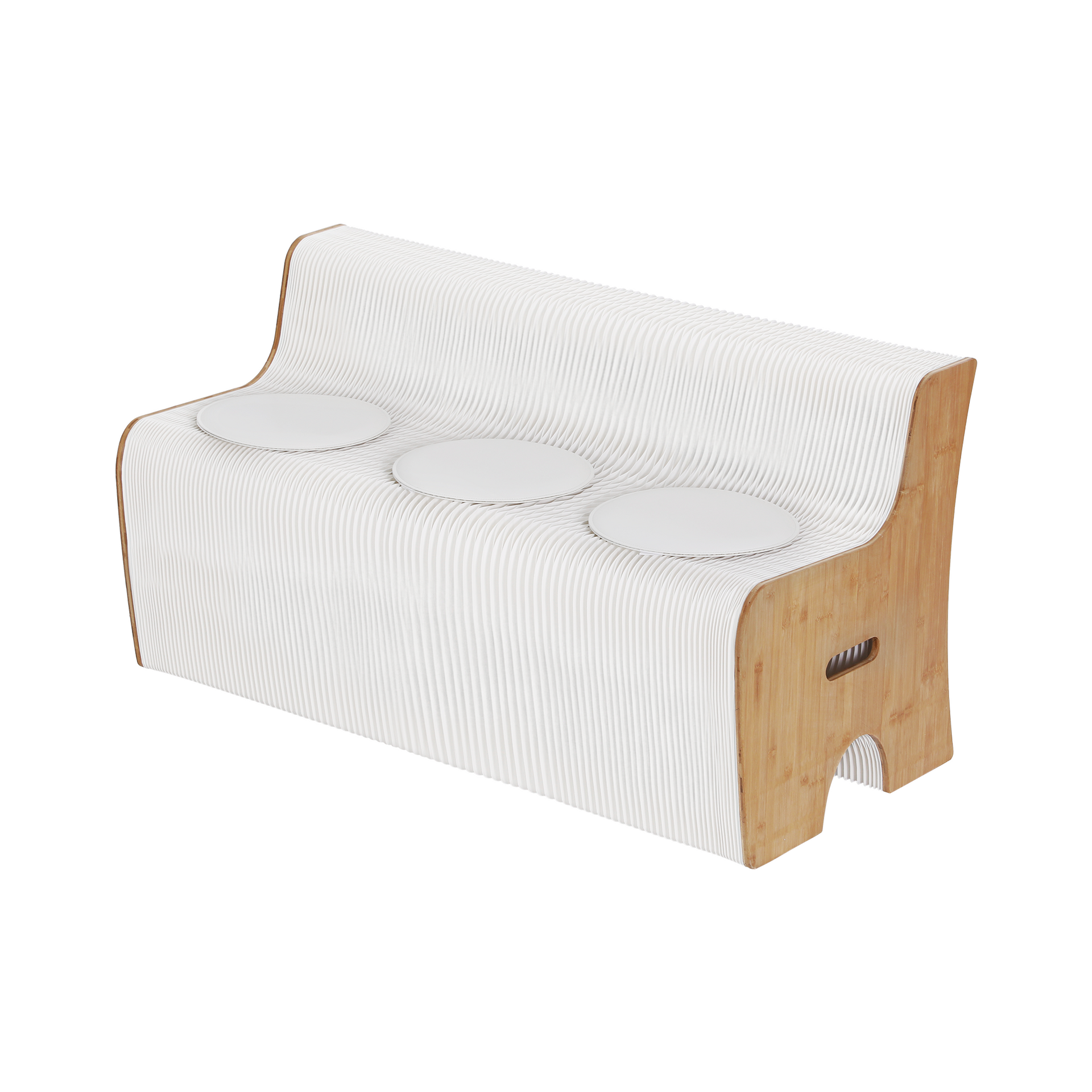 Artiss Folding Kraft Paper Sofa 3 Seater Accordion Bench with PU Leather Cushion Collapsible Couch 300kg Capacity 150x59x63cm Awezingly