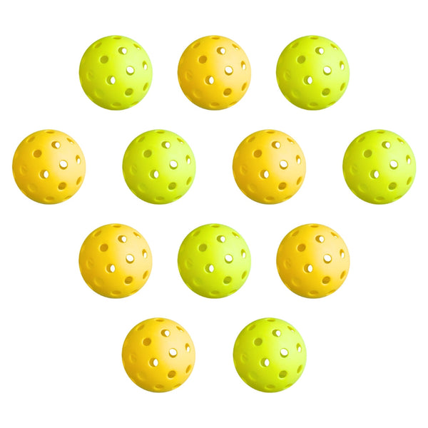 Everfit 12PC Pickleballs Set 40-Hole Design Indoor Outdoor Durable PE Balls Green/Yellow Everfit