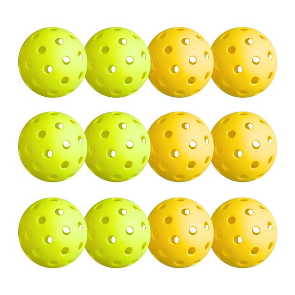 Everfit 12PC Pickleballs Set 40-Hole Design Indoor Outdoor Durable PE Balls Green/Yellow Everfit