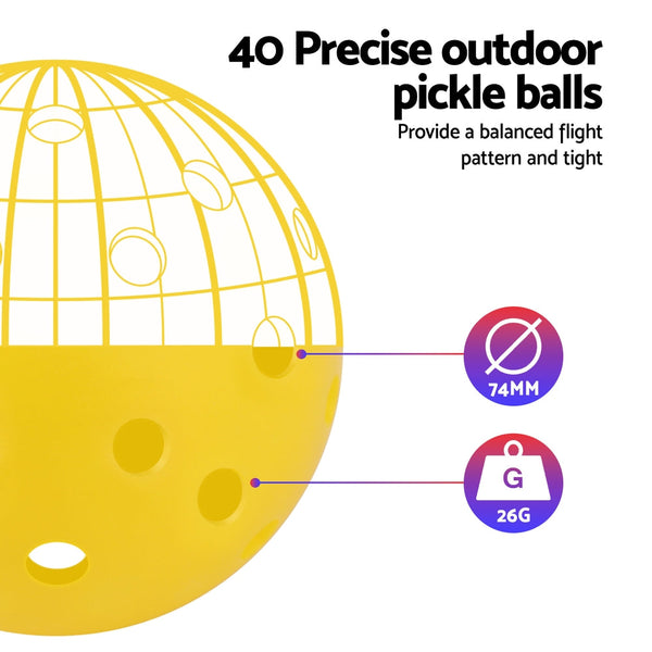 Everfit 12PC Pickleballs Set 40-Hole Design Indoor Outdoor Durable PE Balls Green/Yellow Everfit